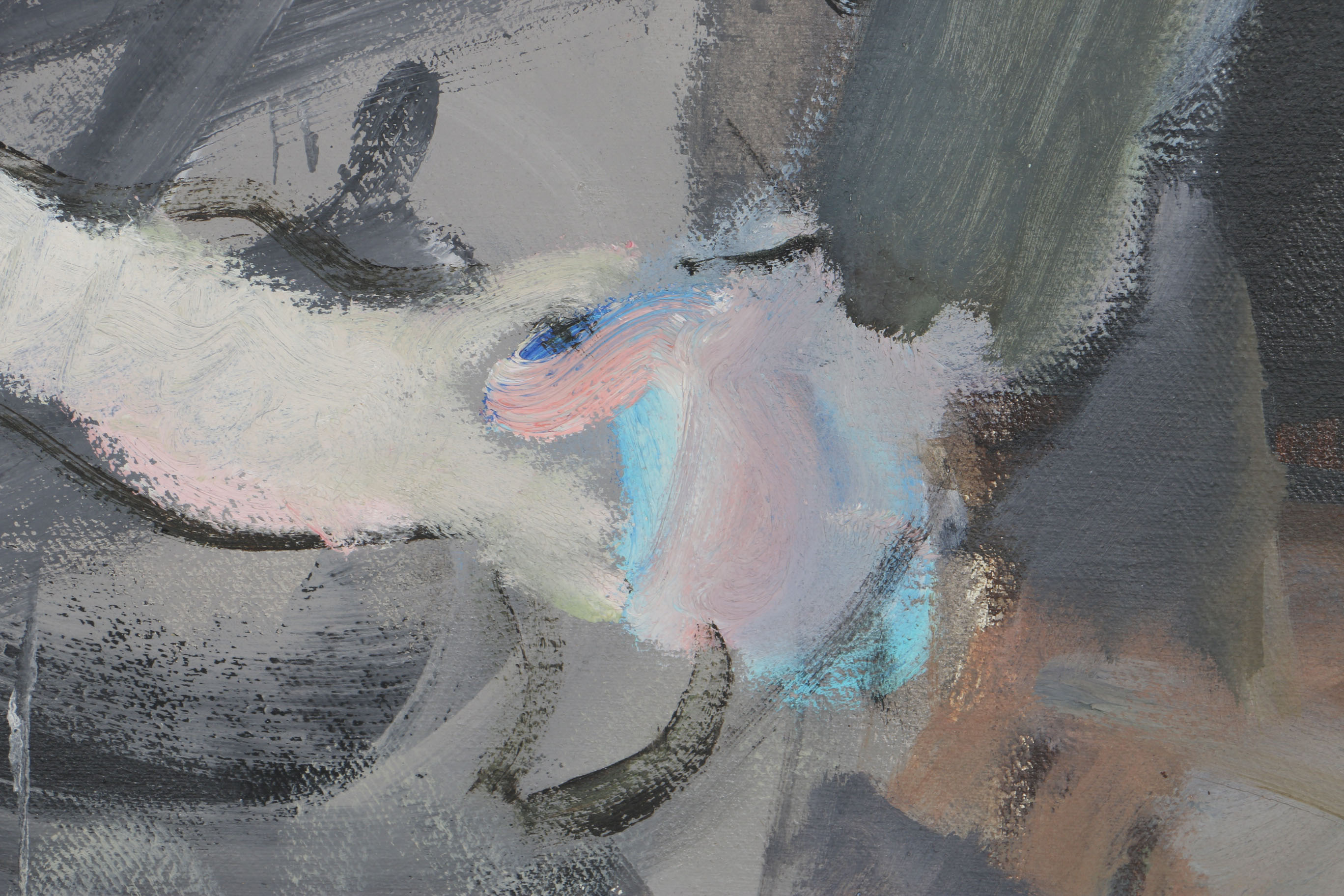 Moshe Rosenthalis Oil Painting on Canvas of A Figure by a Piano