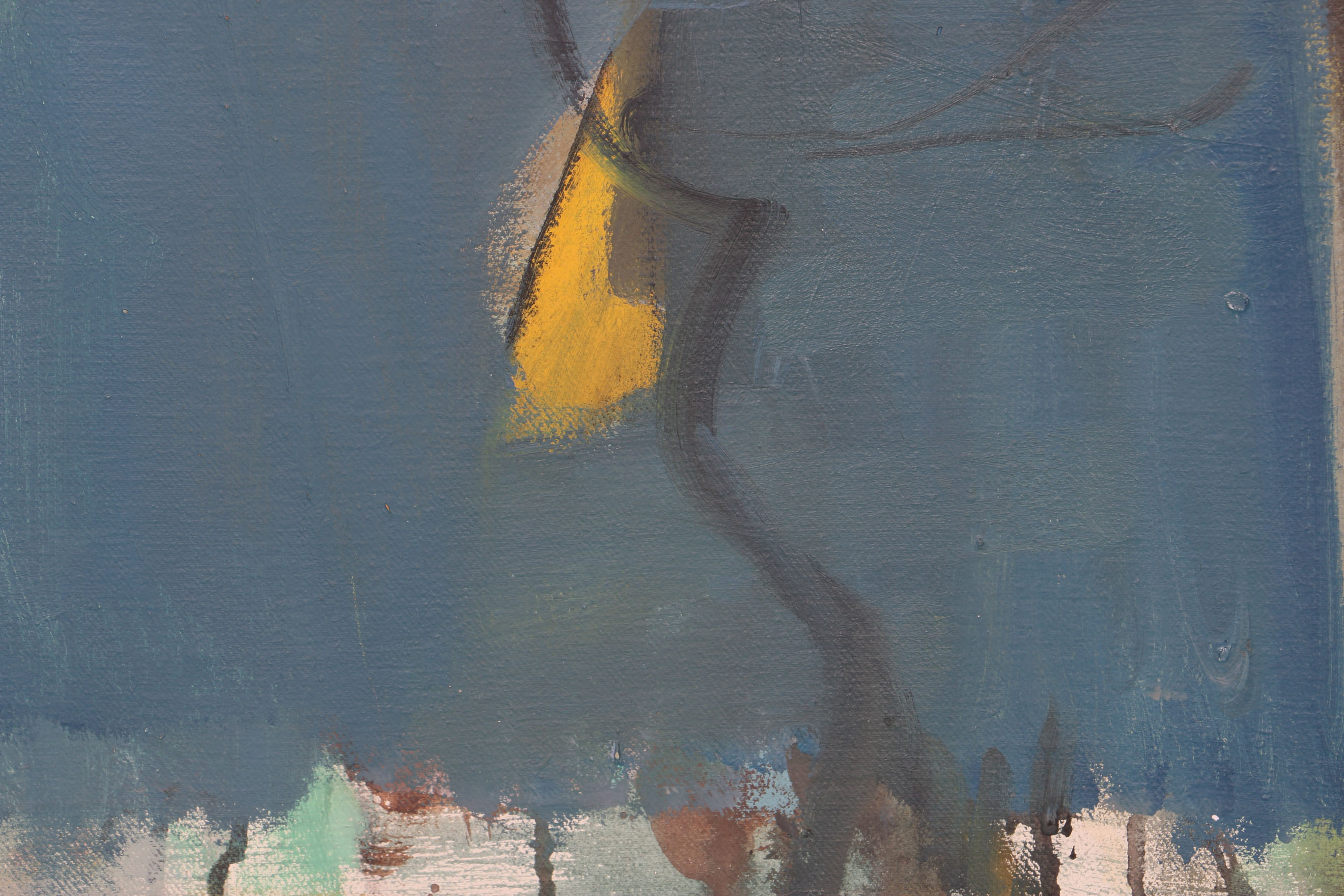 Moshe Rosenthalis Oil Painting on Canvas of A Figure by a Piano