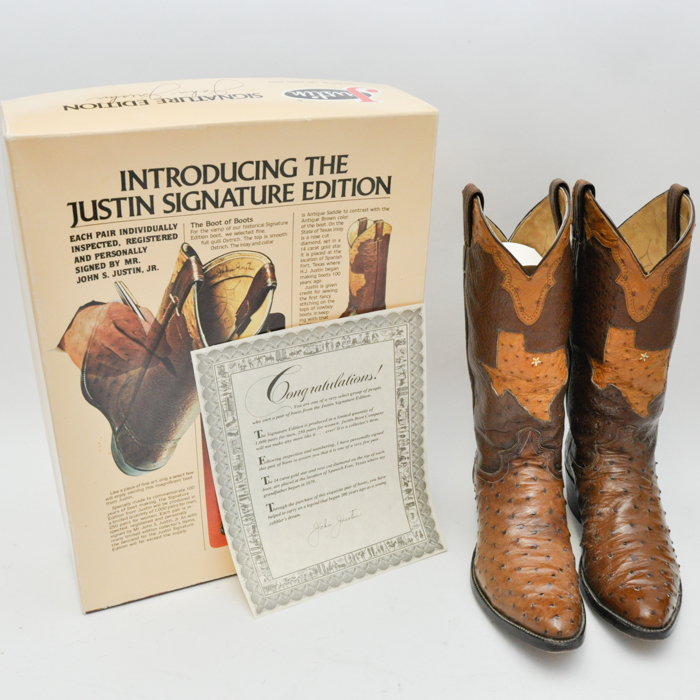Justin Signature Edition Signed Cowboy Boots with Diamond Inset