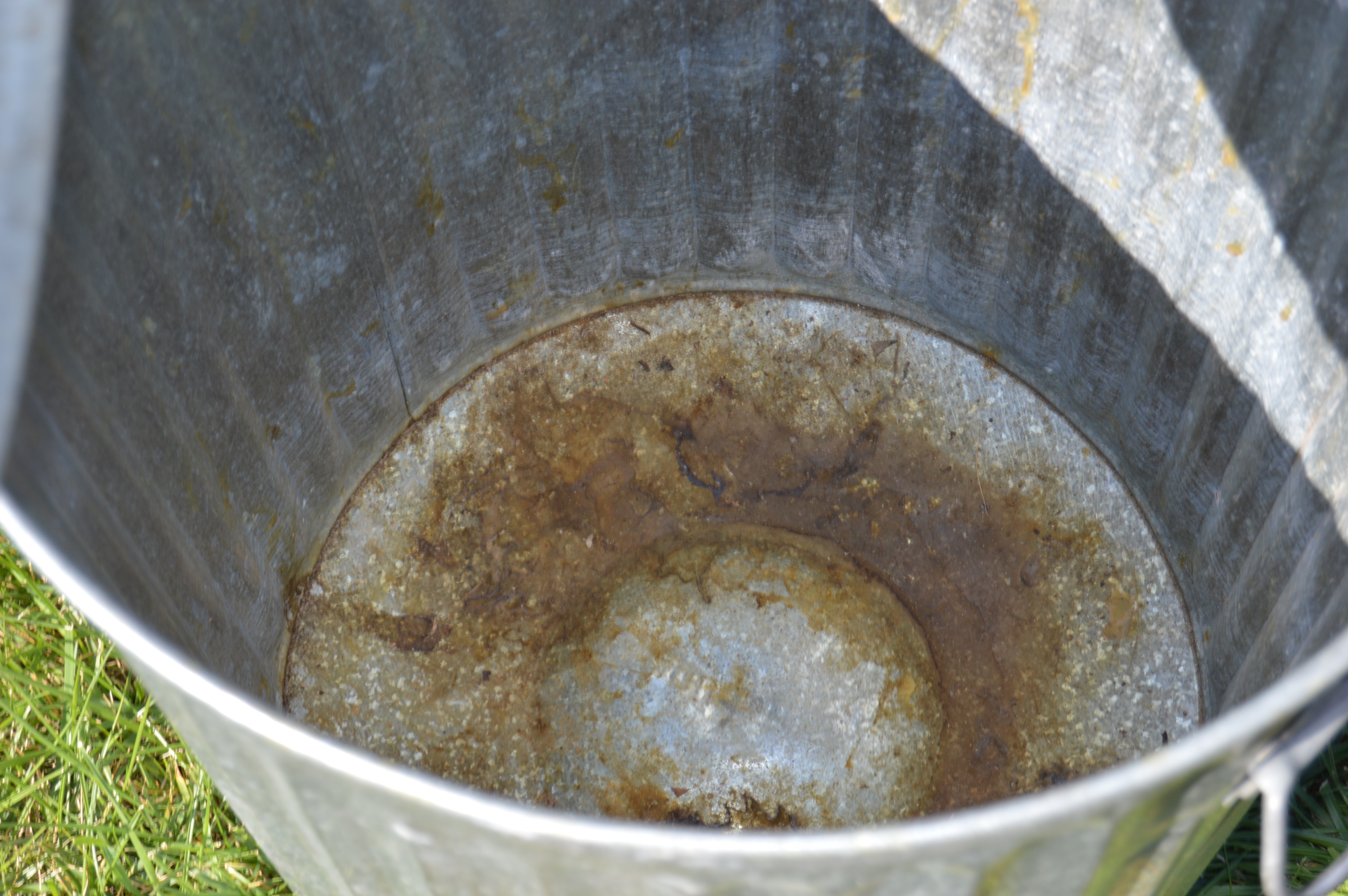 Two Vintage Wheeling Metal Trash Cans