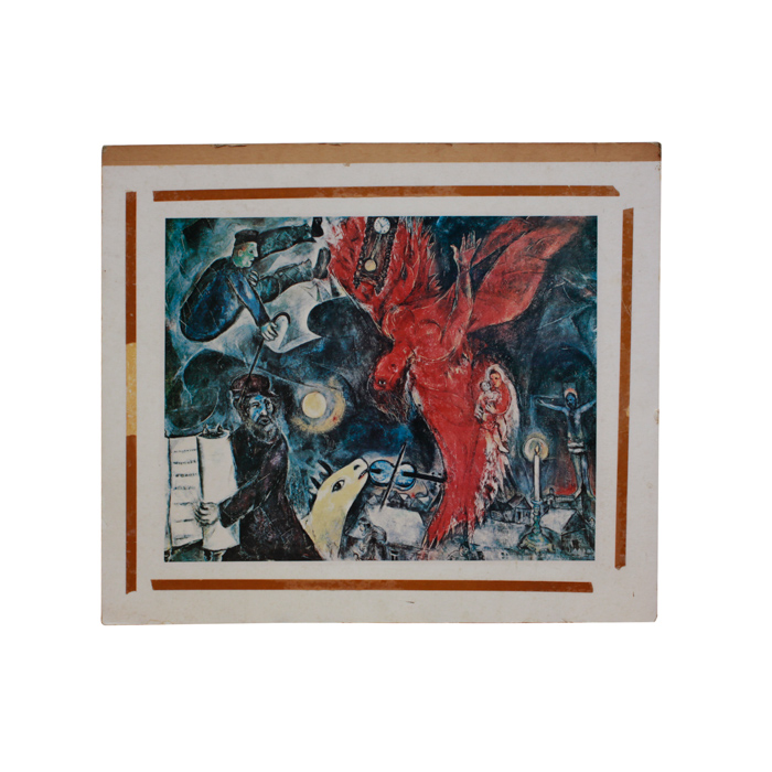 Vintage Offset Lithograph on Board After Chagall's "Fallen Angel"