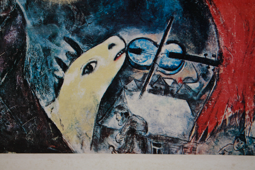 Vintage Offset Lithograph on Board After Chagall's "Fallen Angel"