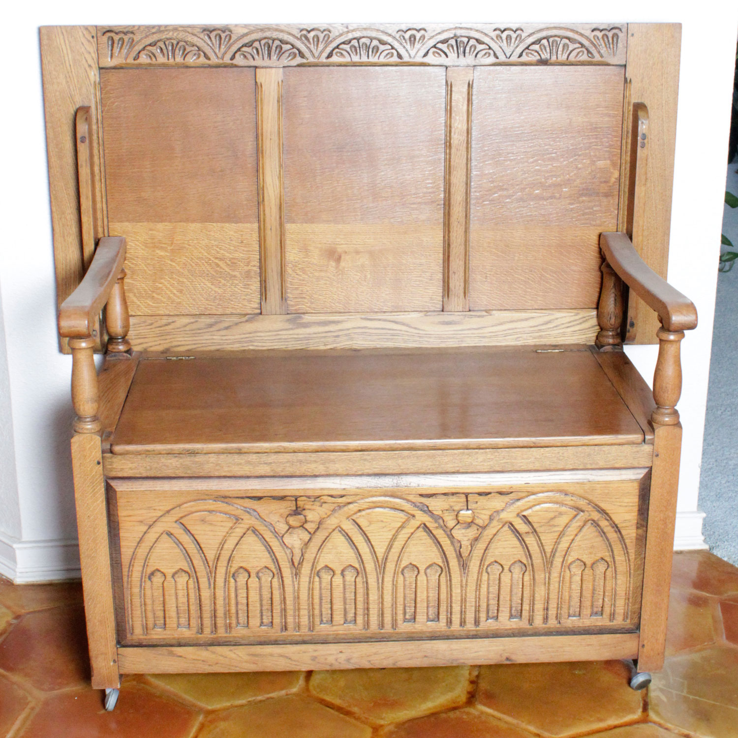 Convertible Oak Table/ Bench with Chest