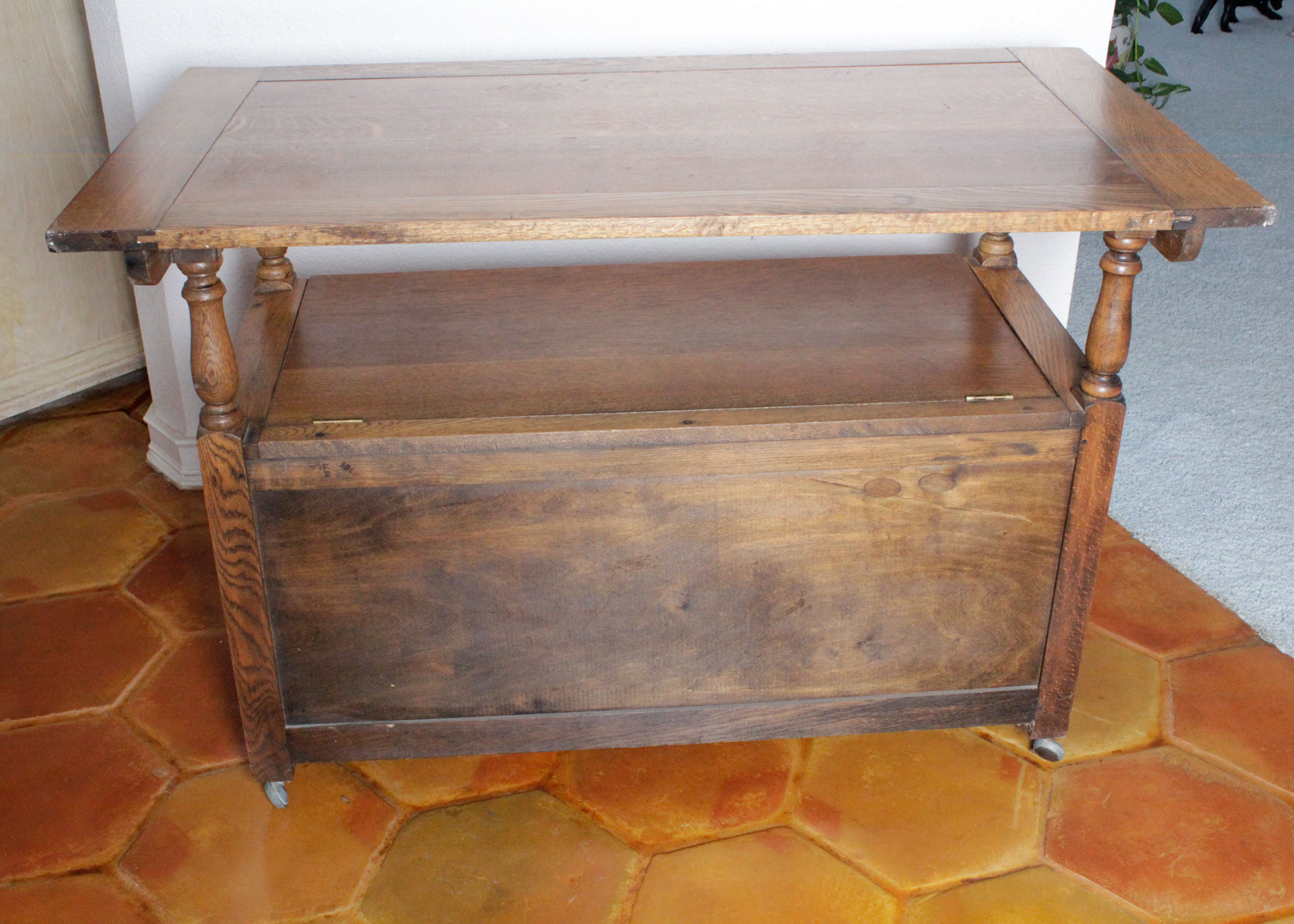 Convertible Oak Table/ Bench with Chest