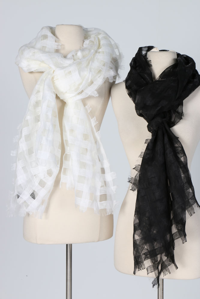 80's Vintage Black And White Hino & Malee Scarf Set