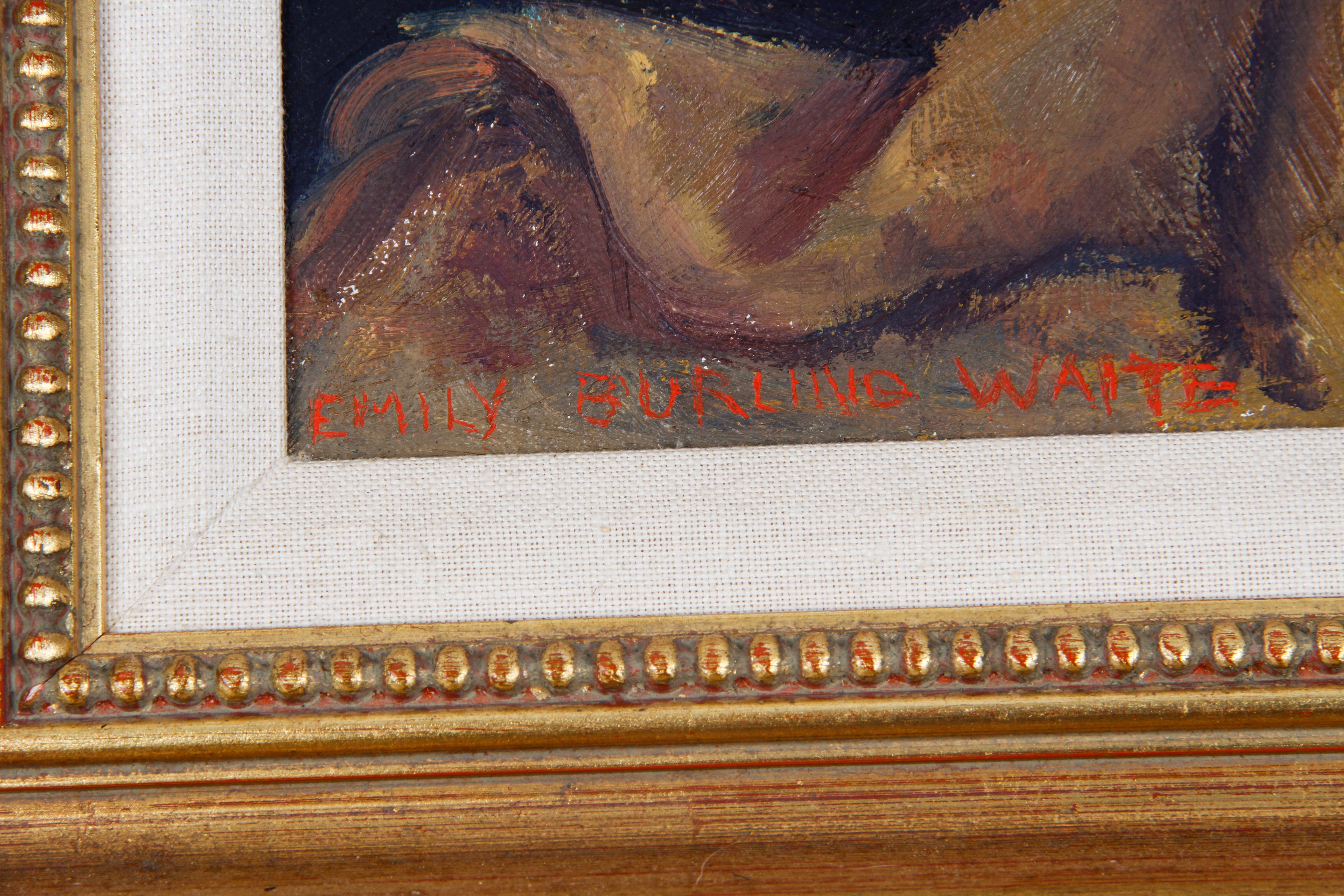 Emily B. Waite Oil Painting on Canvas of Dalias in a Vase