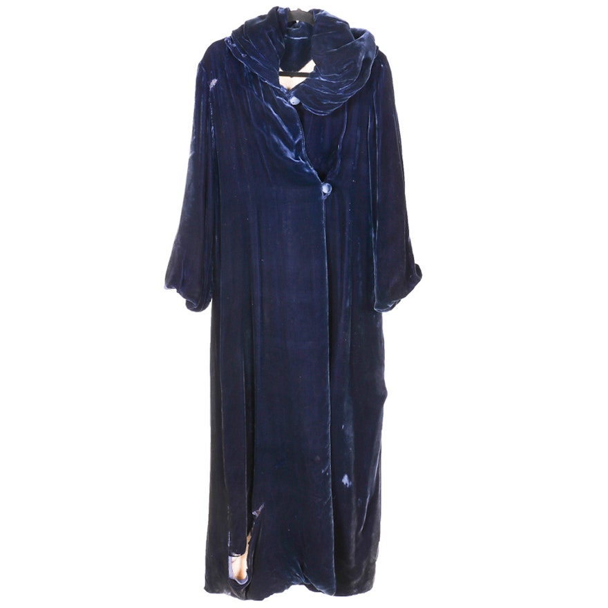 Lengthy Blue Velvet Coat