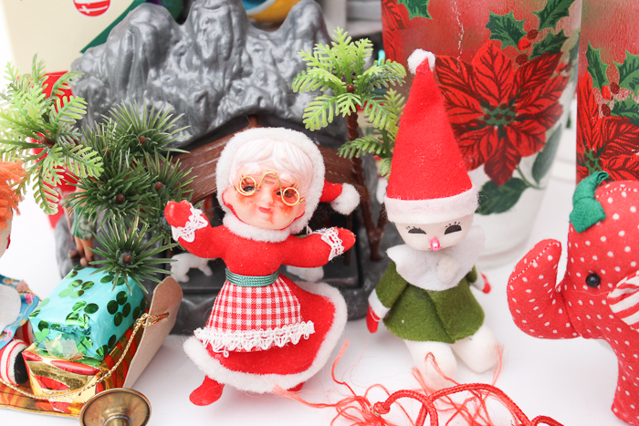 Bag of Vintage Christmas Ornaments and Decor