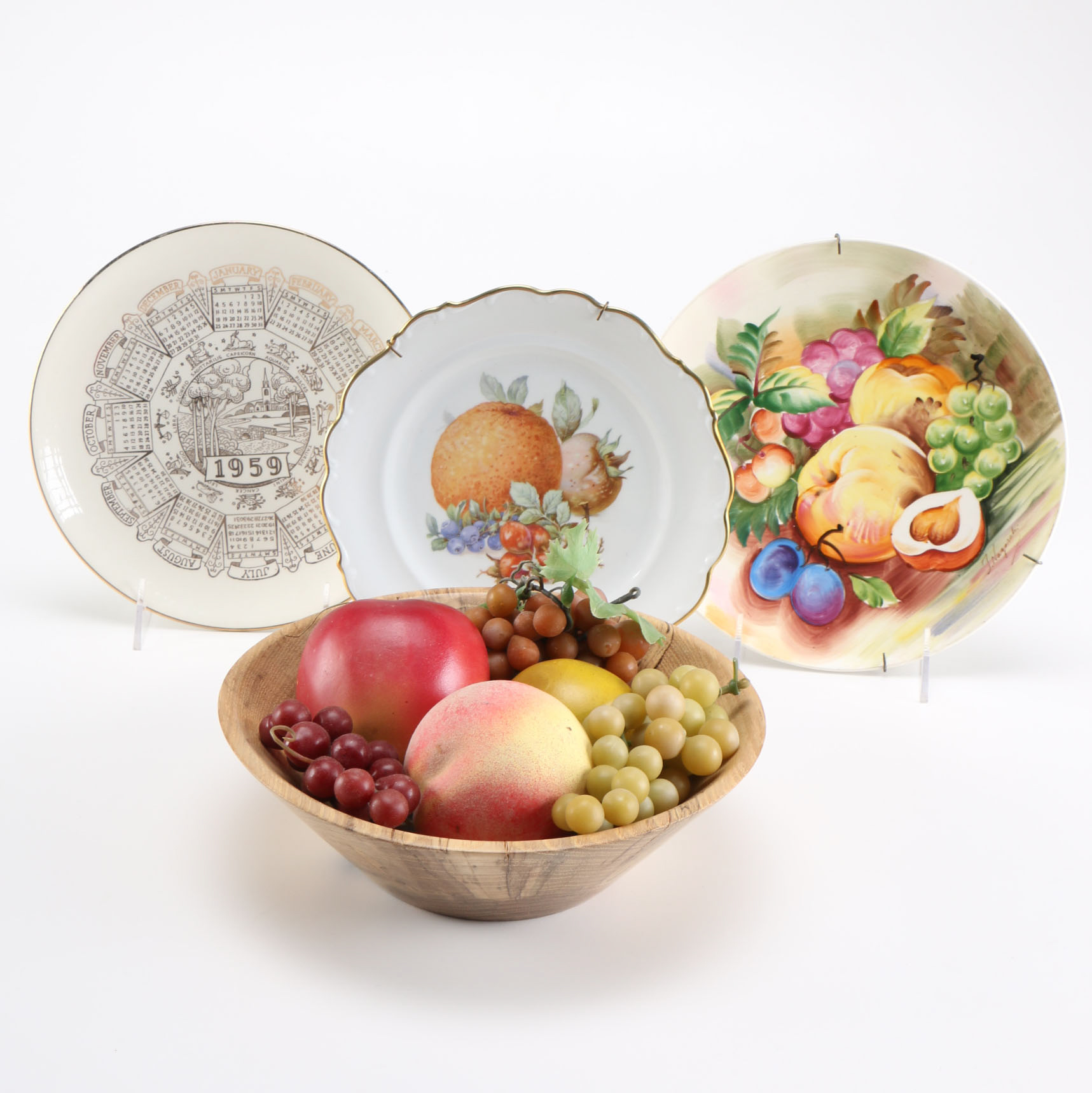 Collection of Vintage Plates and Hand Turned Bowl