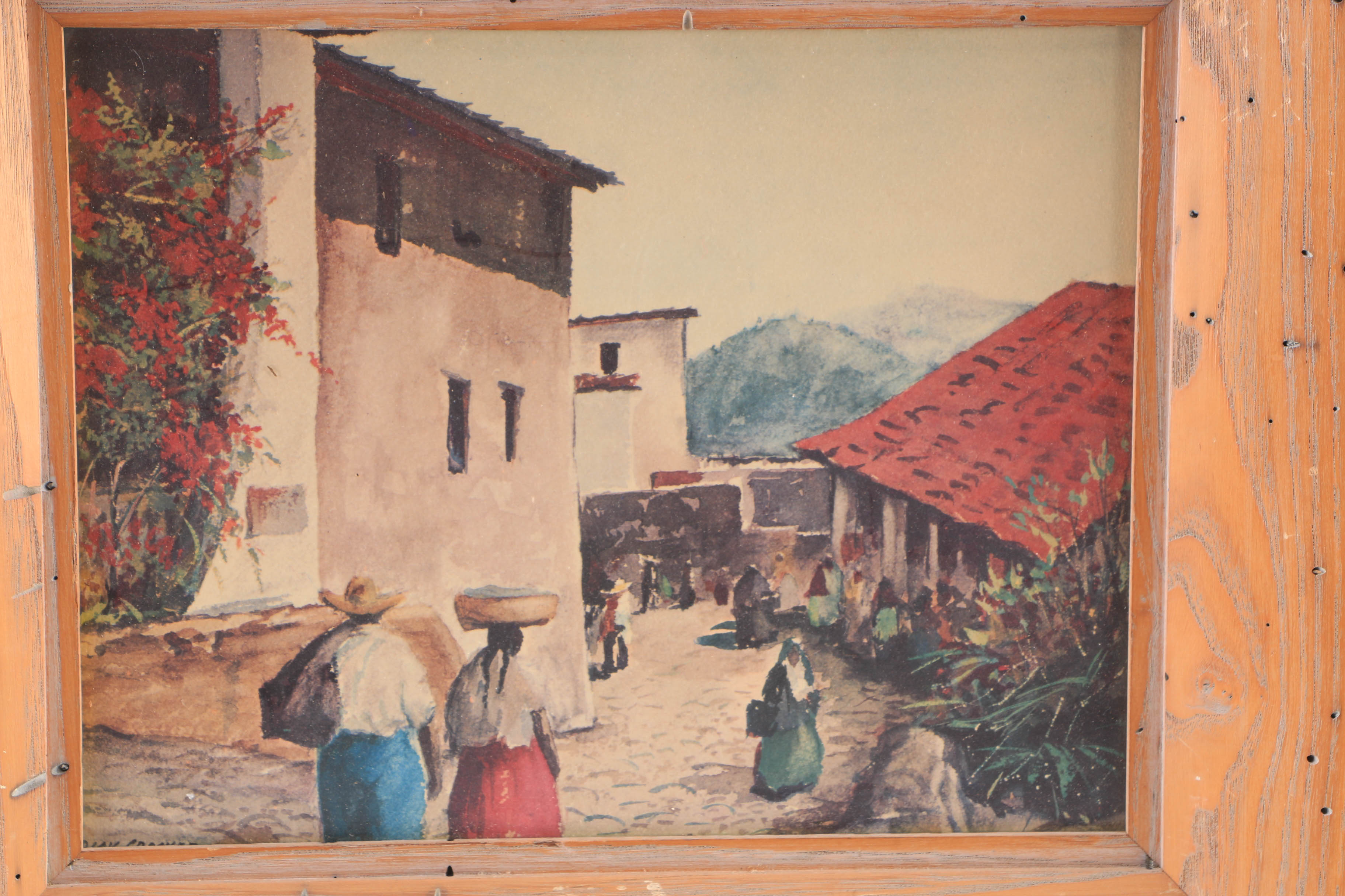 Dick Crocker Pair of Offset Lithographs Mexican Street Scene