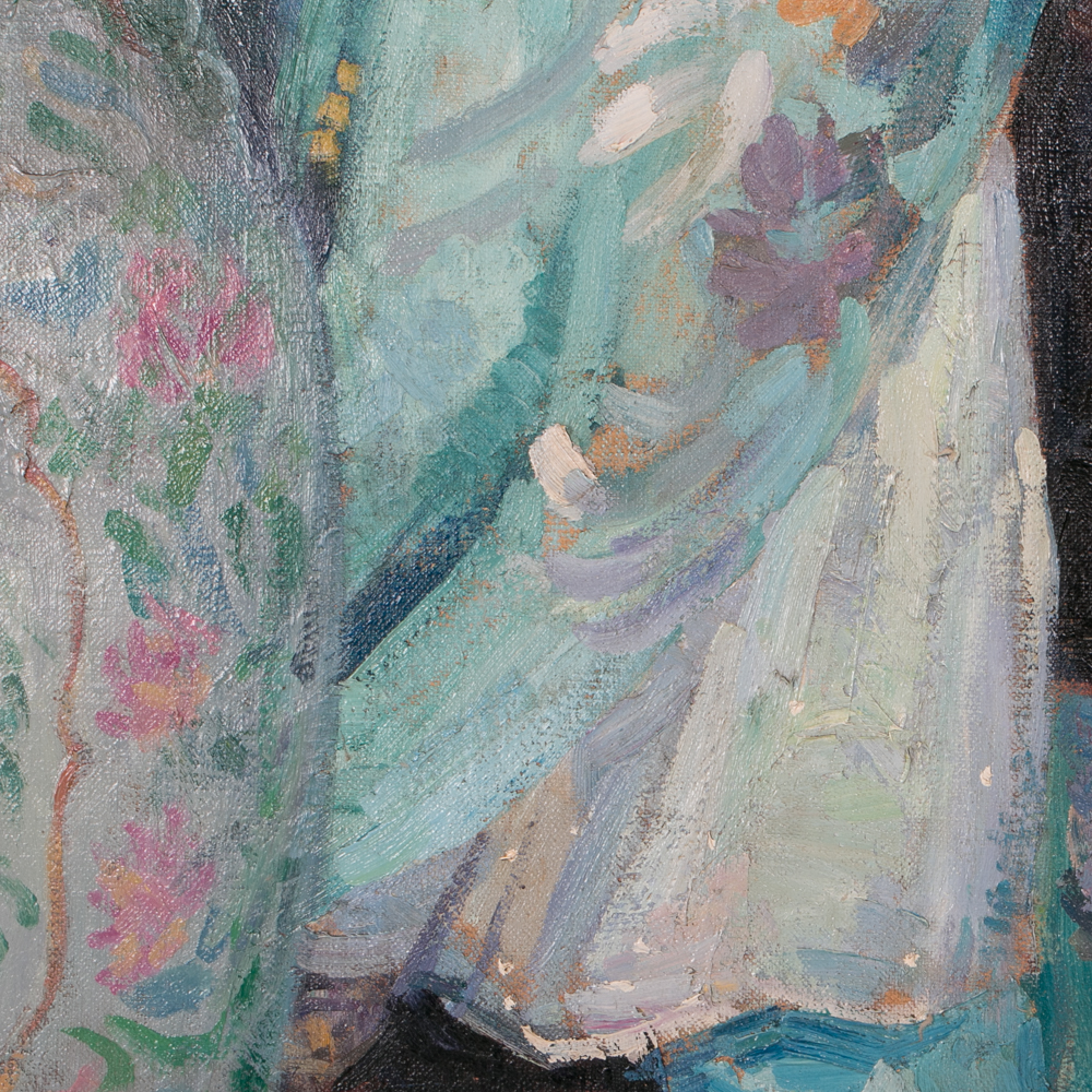 Emily B. Waite Woman with Chinese Vase Oil on Canvas