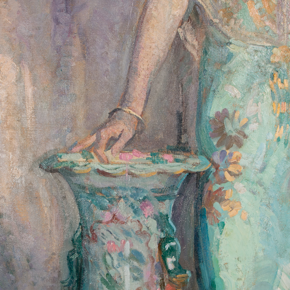 Emily B. Waite Woman with Chinese Vase Oil on Canvas