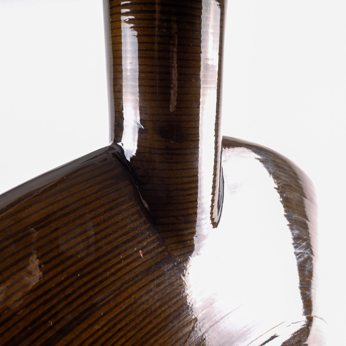 Brown Lacquered Wood Decorative Vase