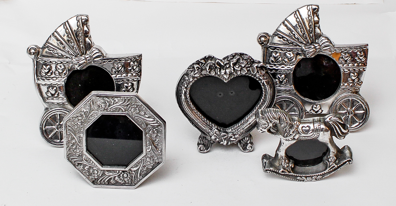 Collection of Mexican Pewter Picture Frames
