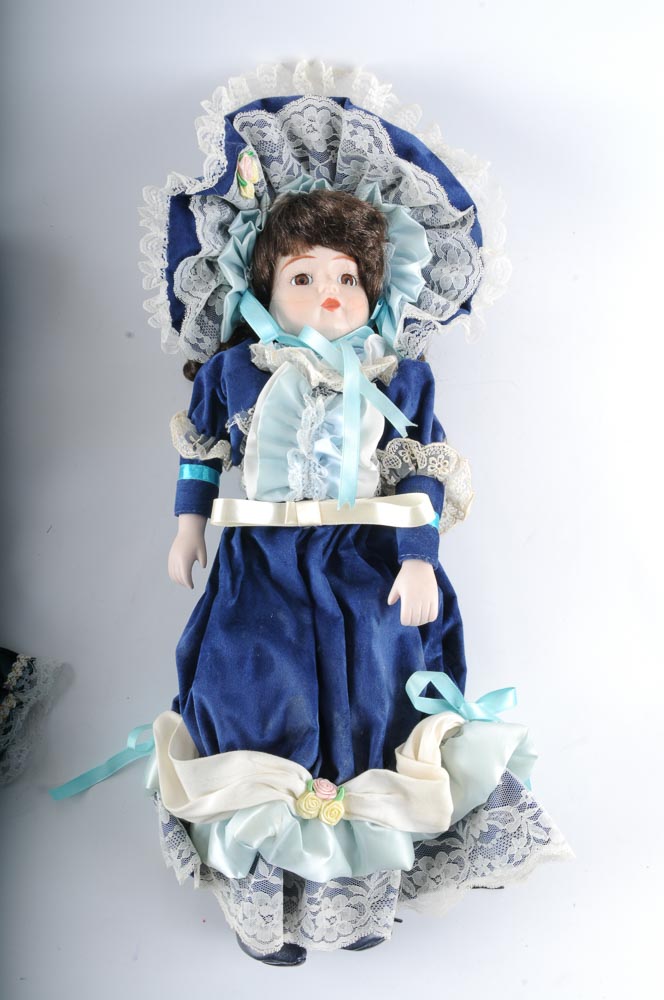 Assortment of Vintage Victorian Style Porcelain Dolls