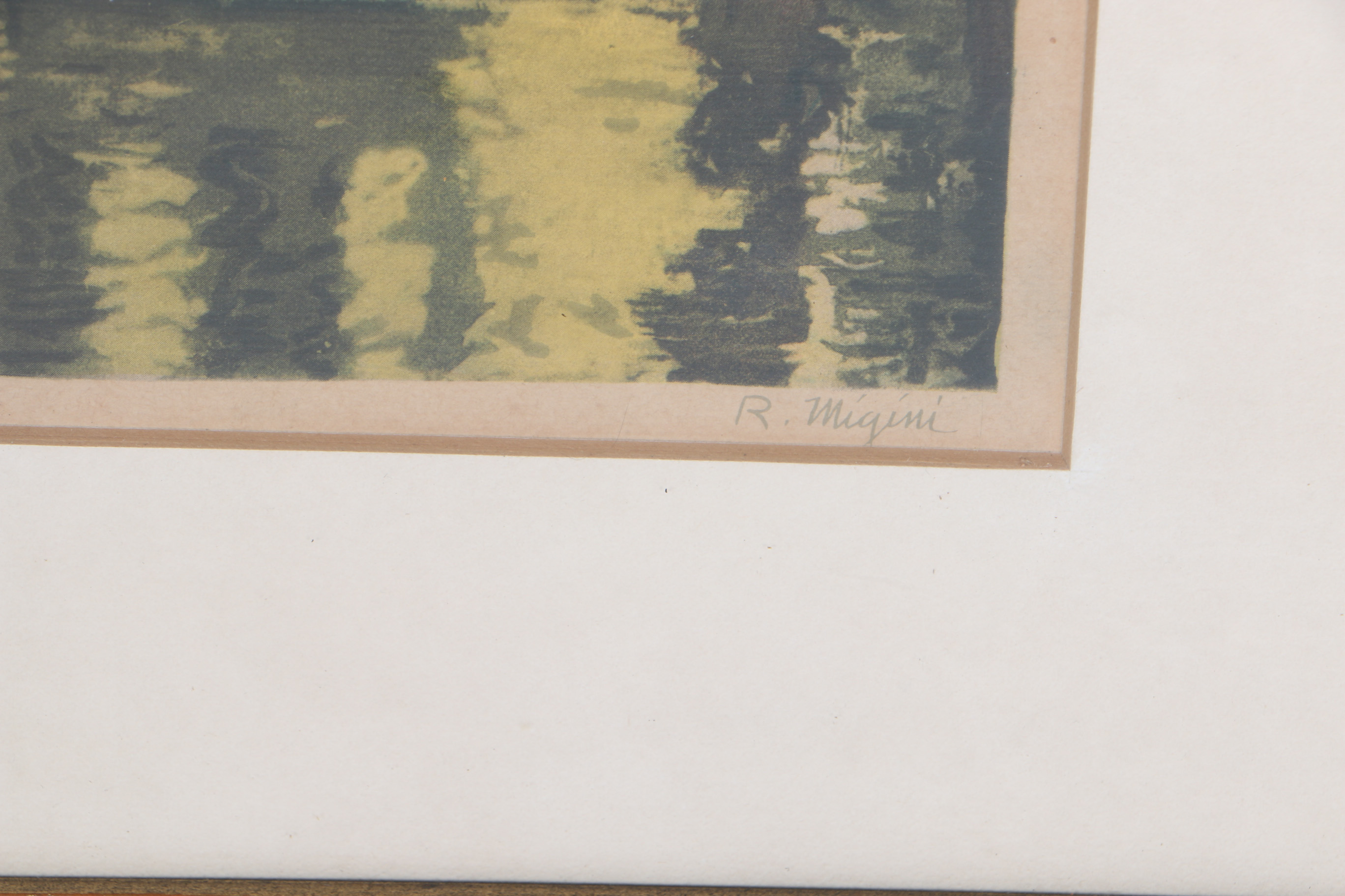 R. Migini Townscape Framed Lithograph