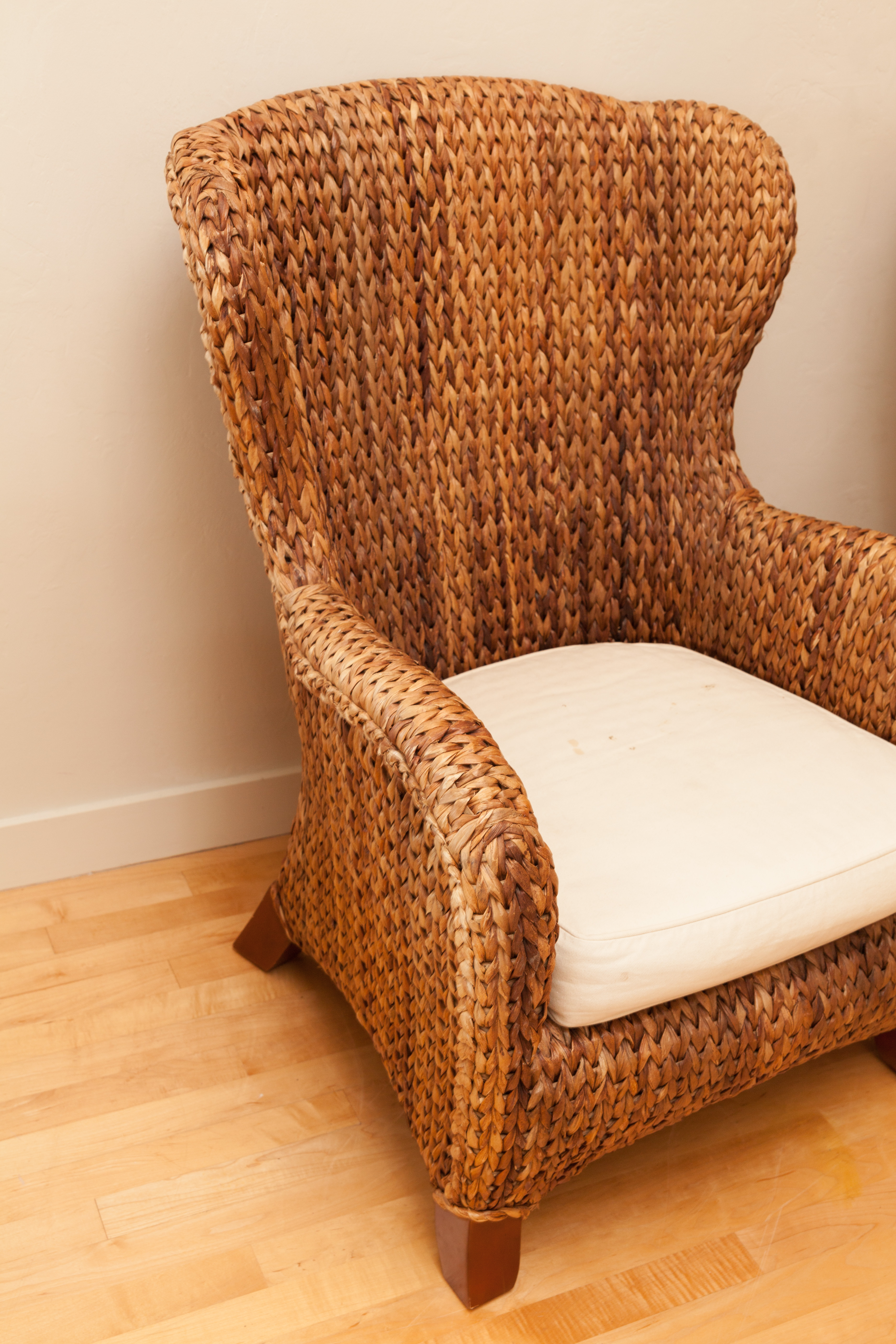 Contemporary "Seagrass Collection" Wing Chairs by Pottery Barn