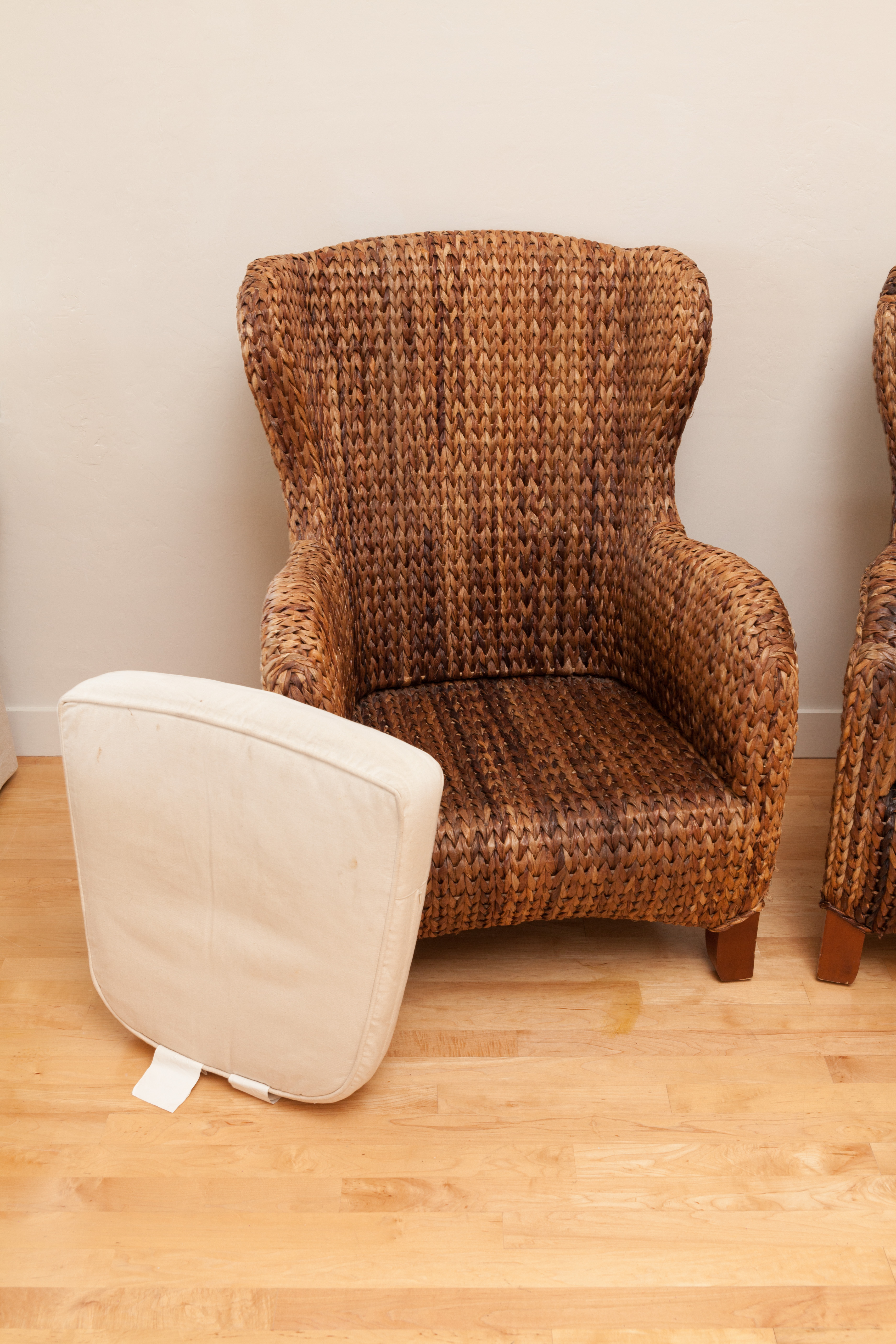 Contemporary "Seagrass Collection" Wing Chairs by Pottery Barn