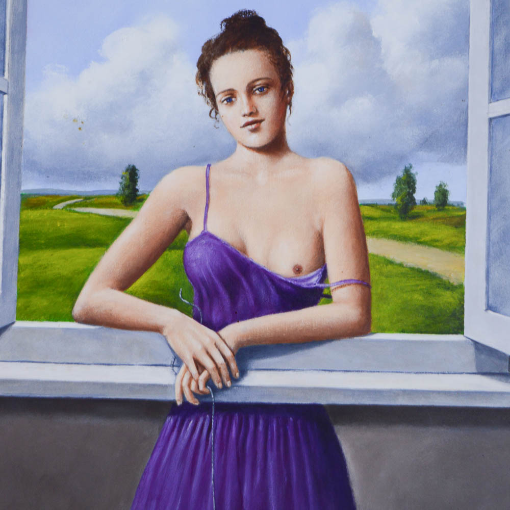 Original Rafal Olbinski Painting Titled "Magical Transparency of Time"