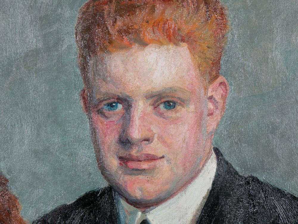 Emily B. Waite Naval Lieutenant with Dog Oil on Canvas