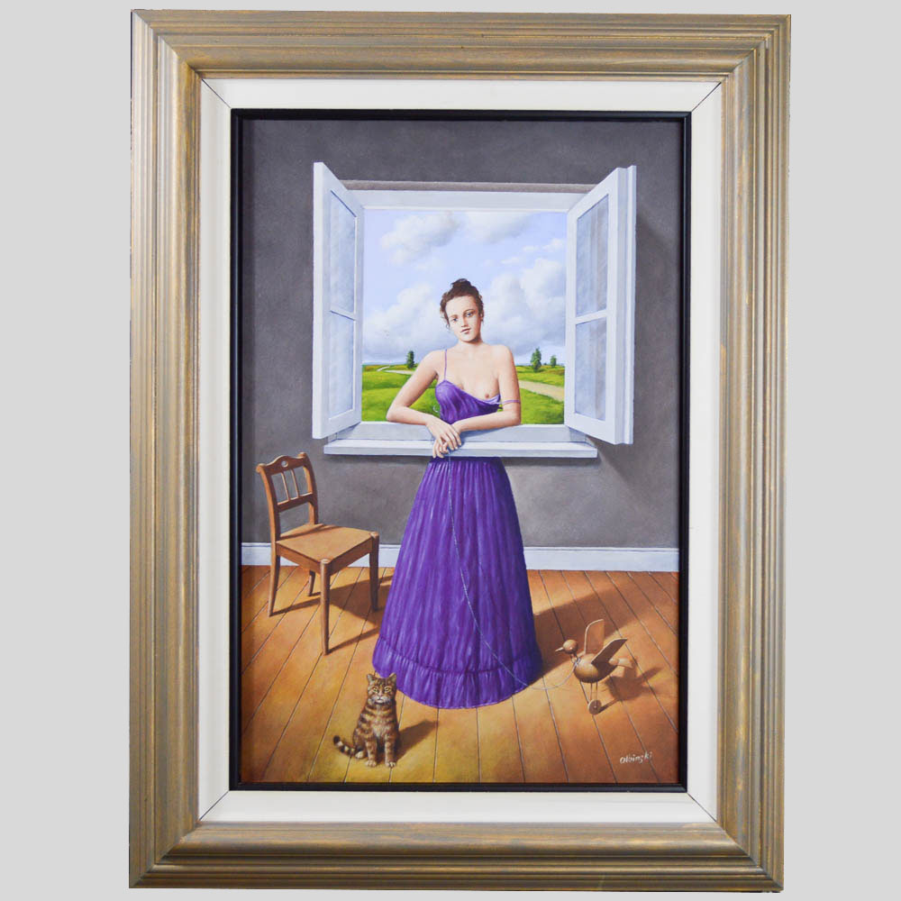Original Rafal Olbinski Painting Titled "Magical Transparency of Time"