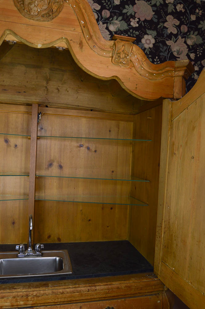 Antique Dutch Pine Cabinet Wet Bar