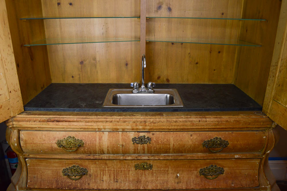 Antique Dutch Pine Cabinet Wet Bar