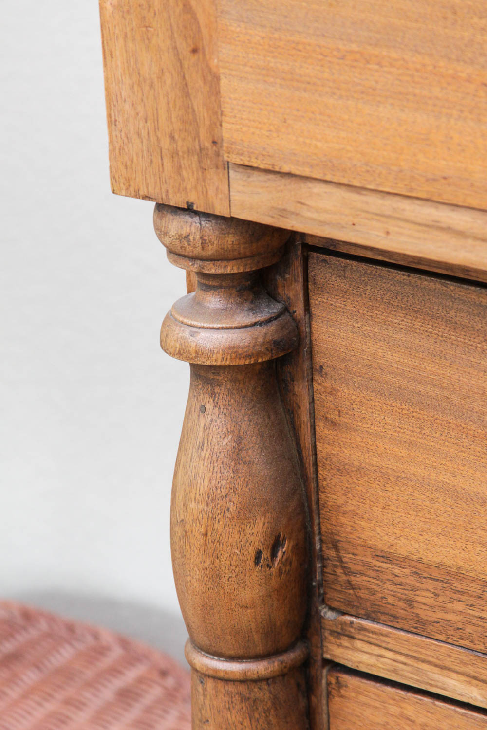 Antique Spindle Leg Wood Dresser with Glass Knobs