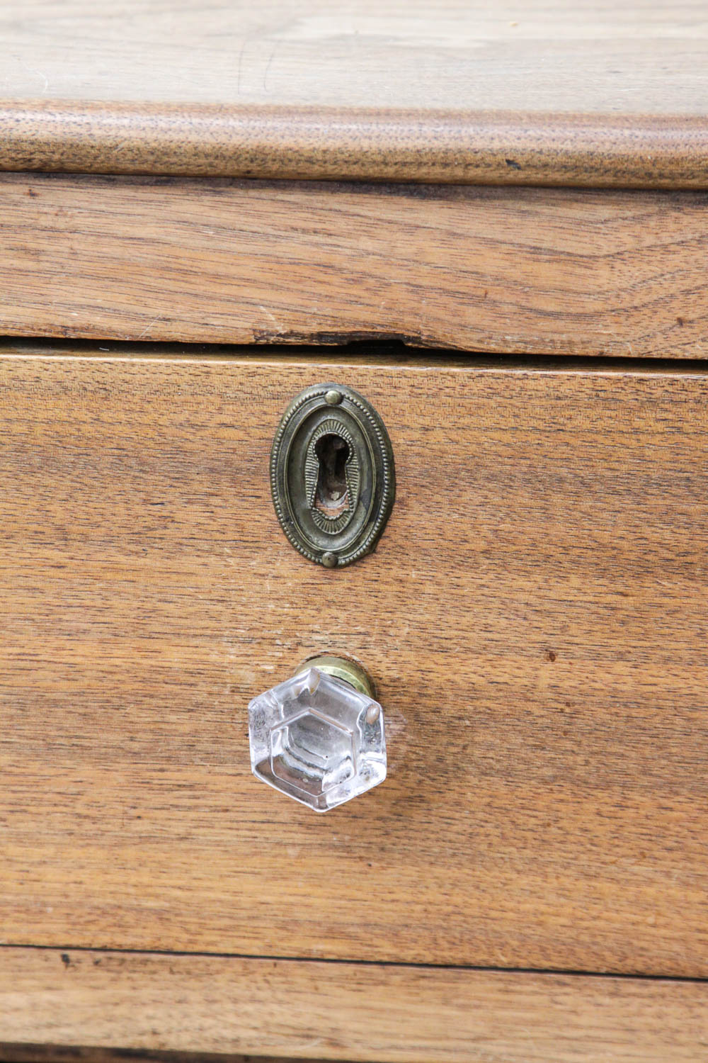 Antique Spindle Leg Wood Dresser with Glass Knobs