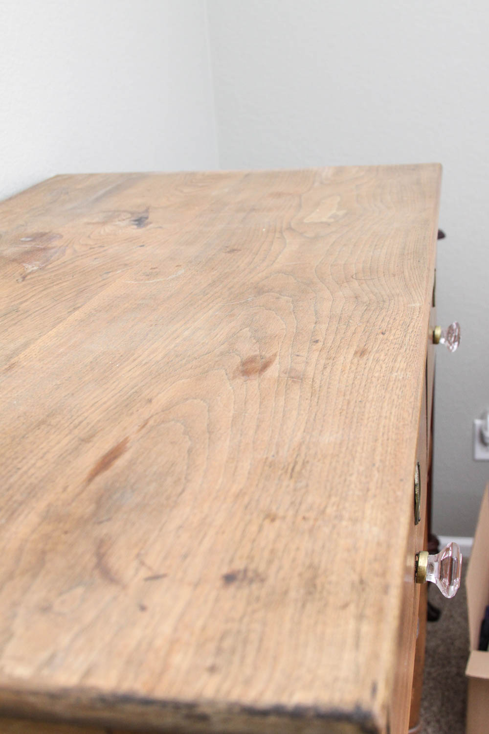 Antique Spindle Leg Wood Dresser with Glass Knobs