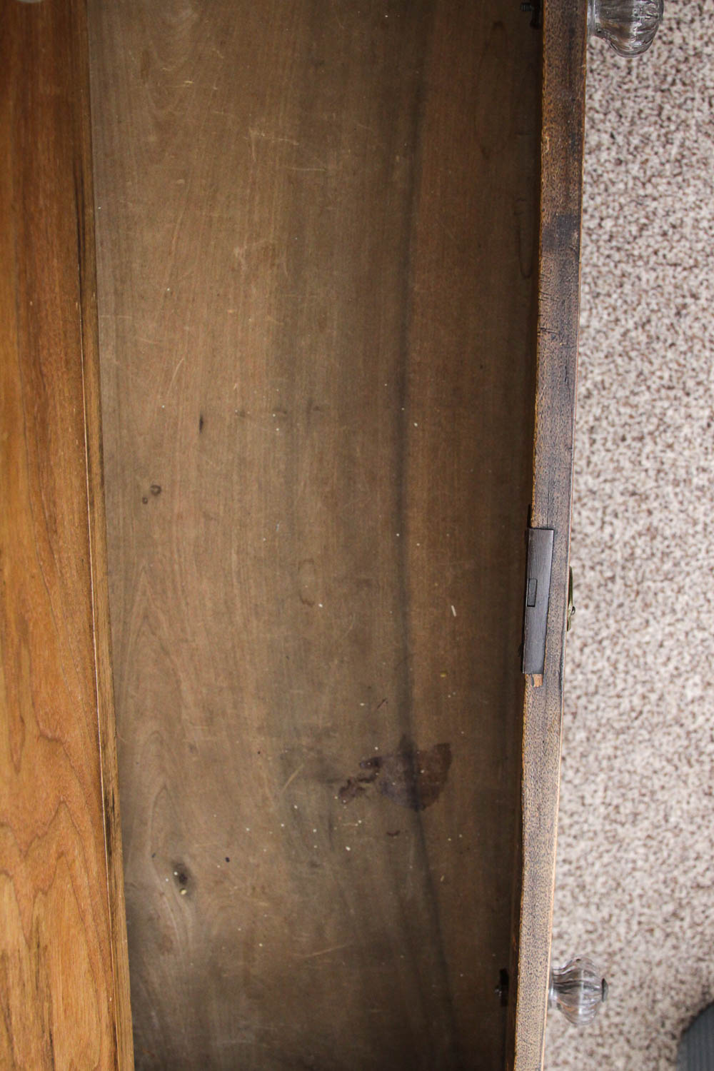 Antique Spindle Leg Wood Dresser with Glass Knobs