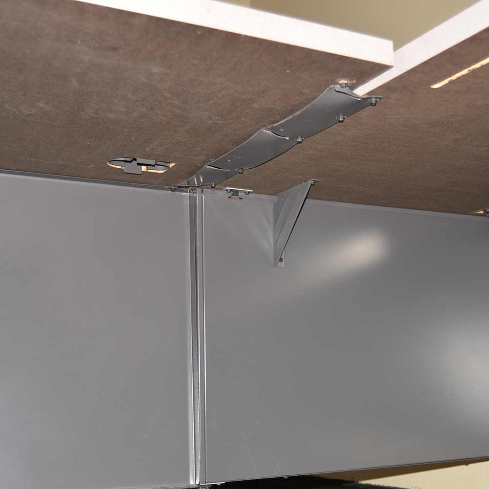 Gray Metal Corner Desk with Accessories