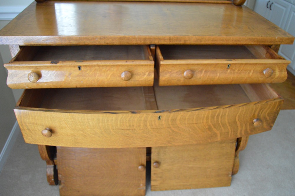 Antique Tiger Oak Buffet with Mirror