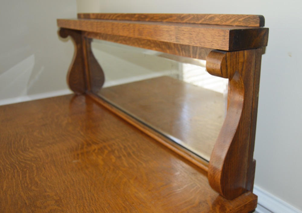 Antique Tiger Oak Buffet with Mirror