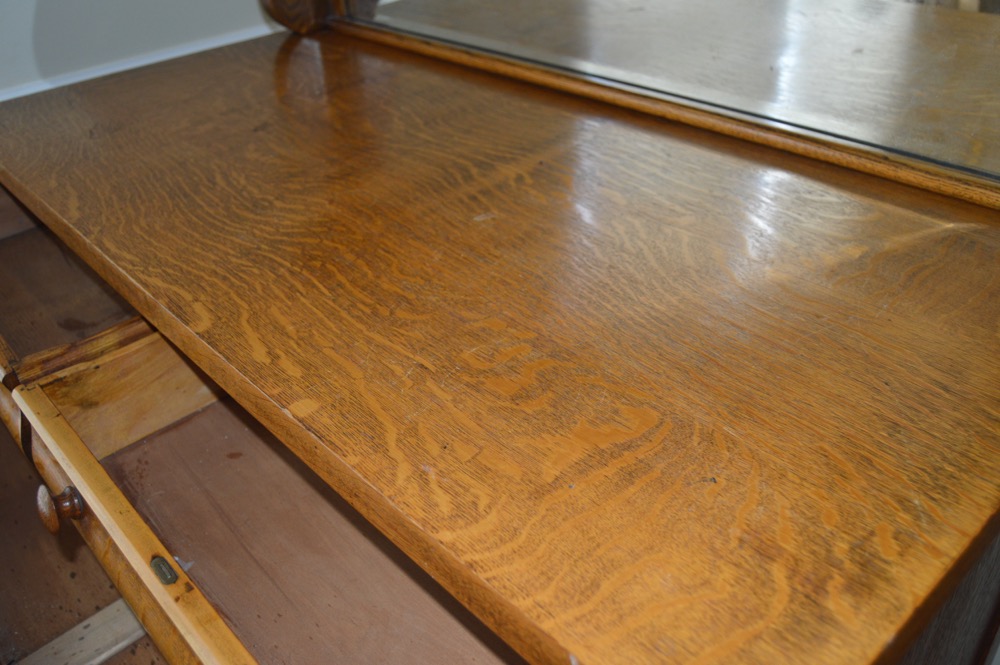 Antique Tiger Oak Buffet with Mirror