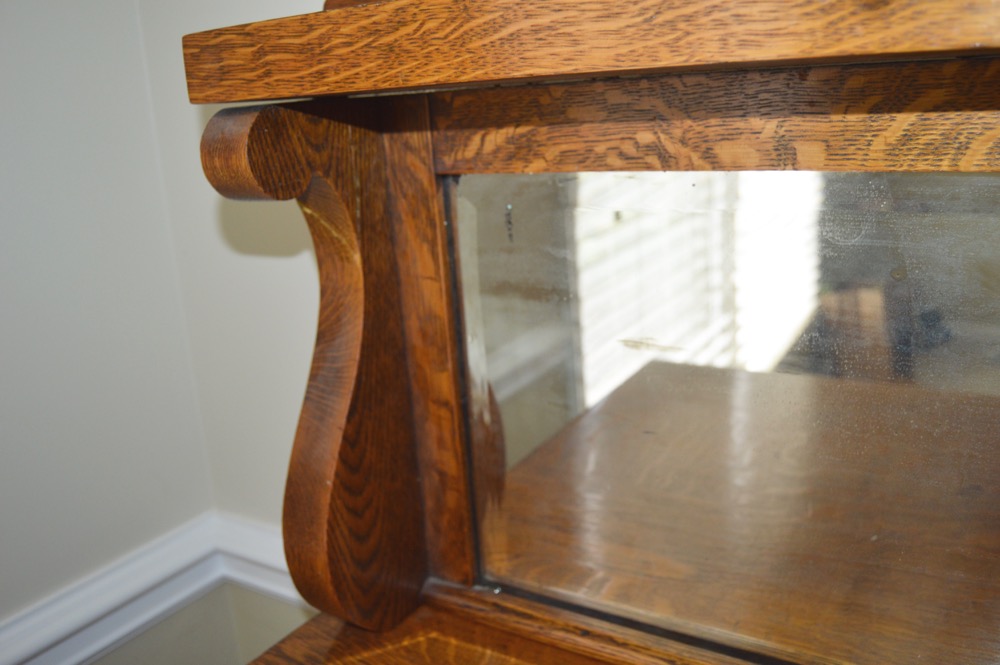 Antique Tiger Oak Buffet with Mirror