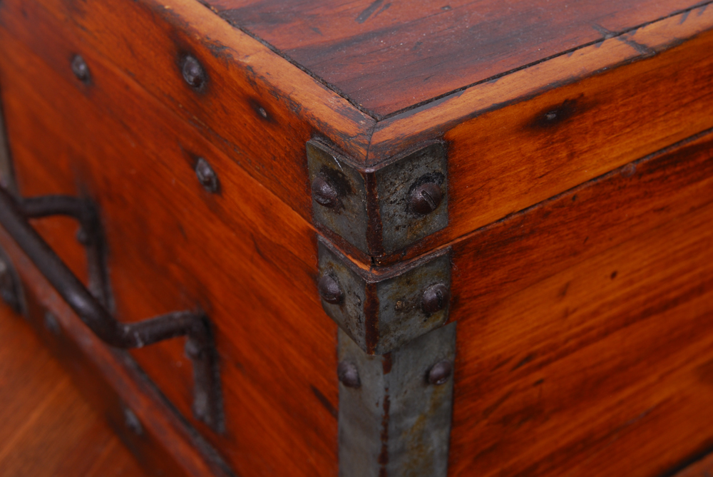 Wood Chest with Antique Drafting Tools