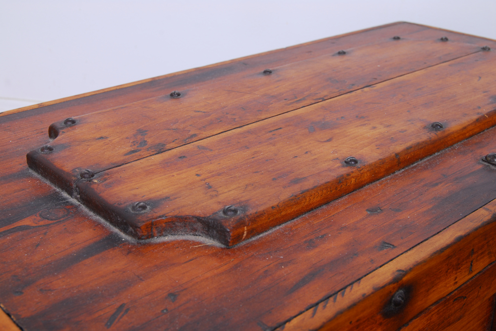 Wood Chest with Antique Drafting Tools