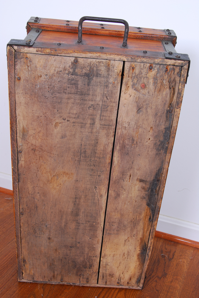 Wood Chest with Antique Drafting Tools