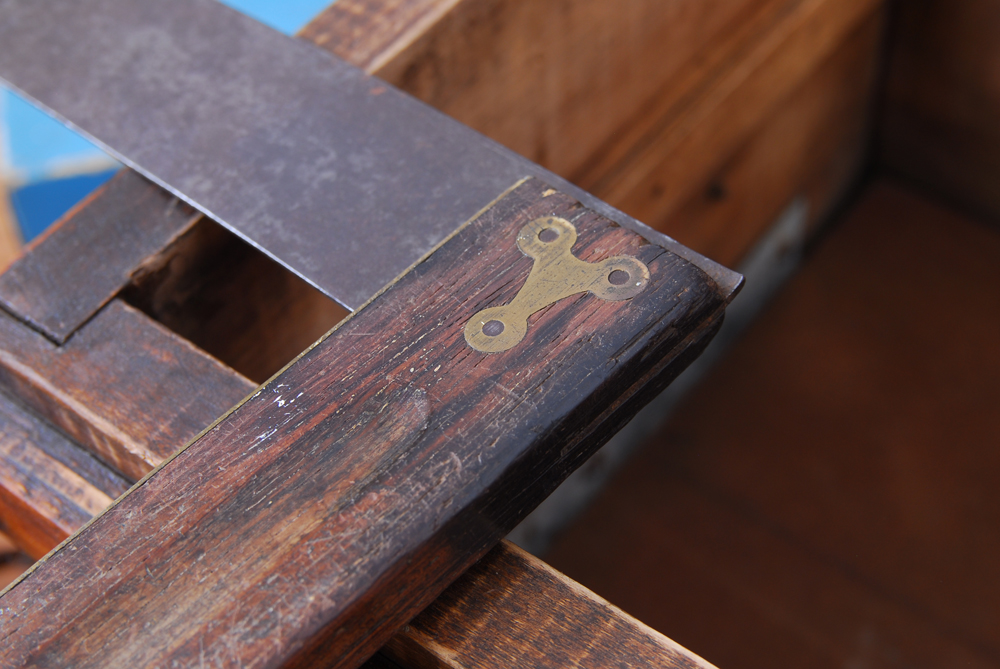Wood Chest with Antique Drafting Tools