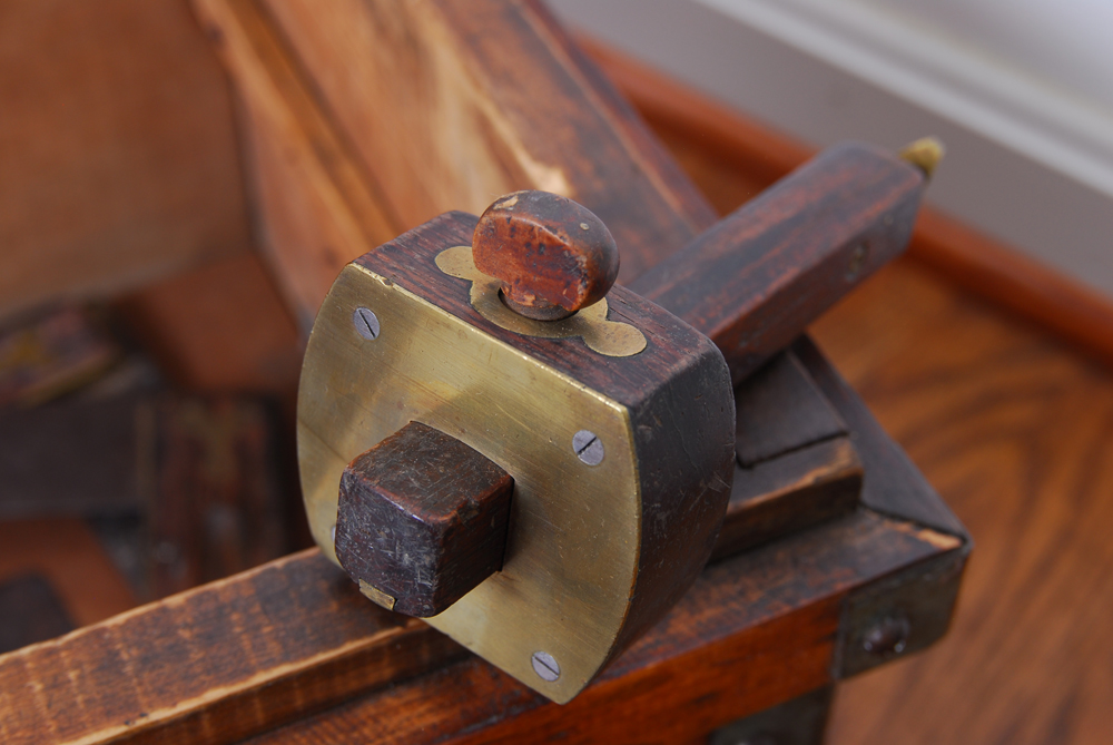 Wood Chest with Antique Drafting Tools