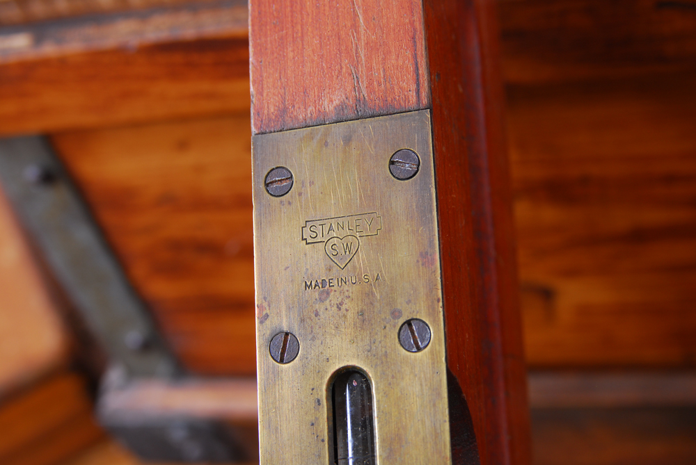 Wood Chest with Antique Drafting Tools