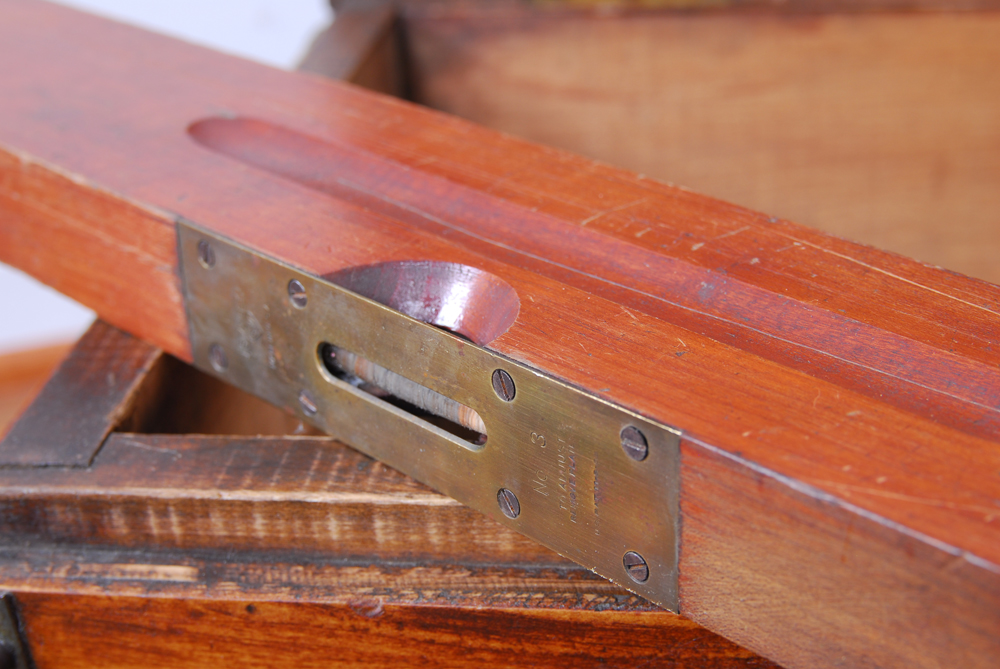 Wood Chest with Antique Drafting Tools