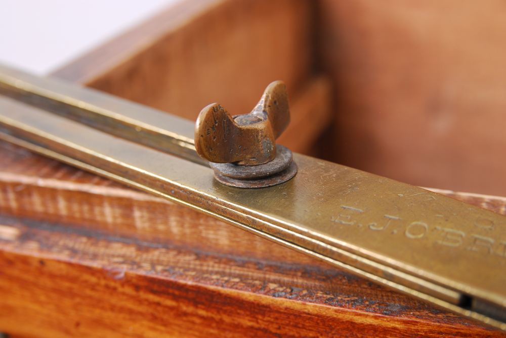 Wood Chest with Antique Drafting Tools