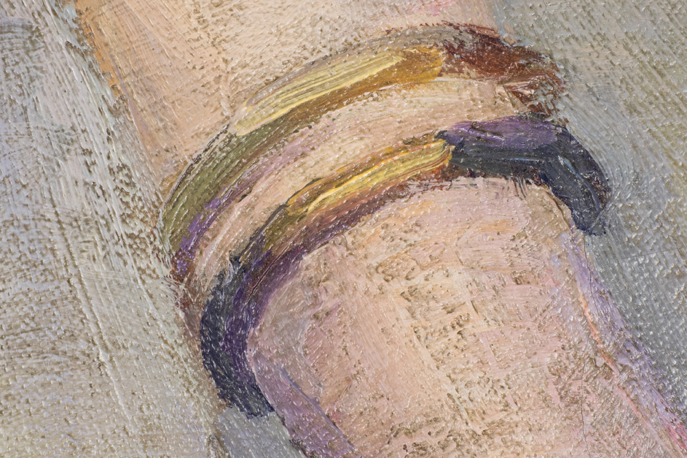 Emily B. Waite Portrait of a Woman in White Dress Unstretched Oil on Canvas