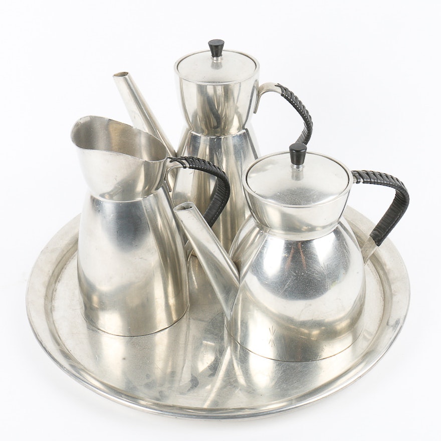 Vintage Norwegian Pewter Teapots and Tray