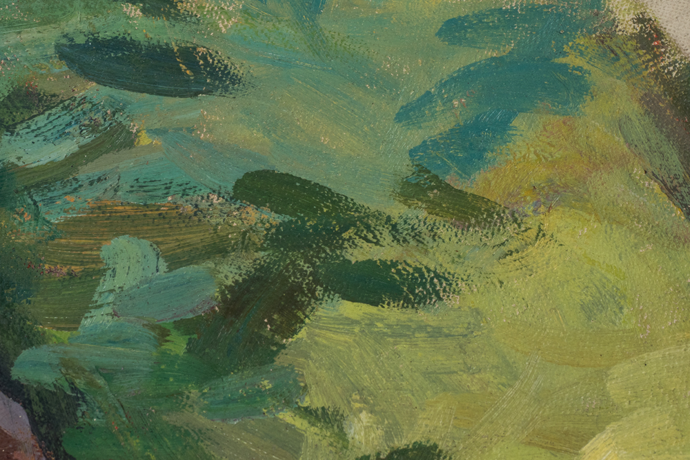 Emily B. Waite Portrait of a Woman in Pink Sweater Unstretched Oil on Canvas