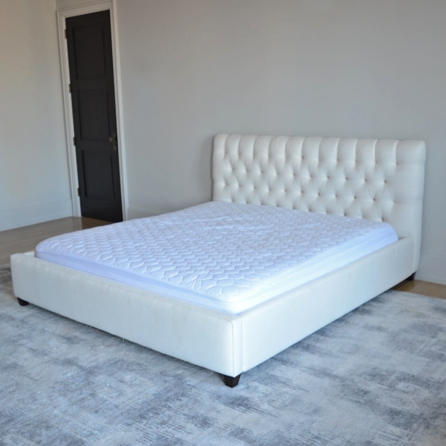 Contemporary Button-Tufted King Size Bed Frame