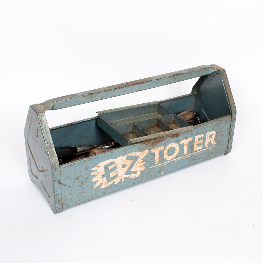 Vintage E-Z Toter Toolbox with Vintage Tools