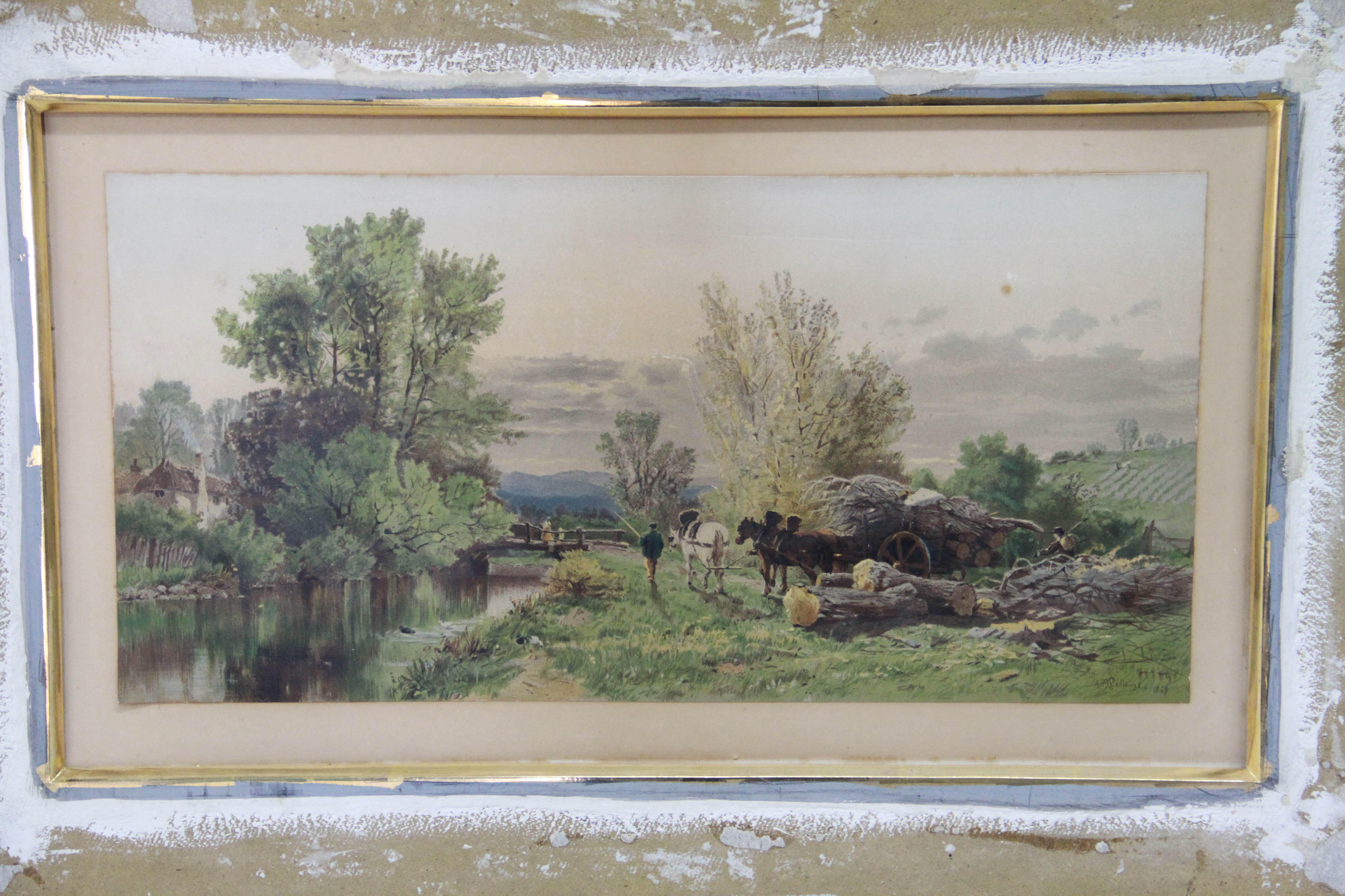 Original 1869 Albert Fitch Bellows Rural Watercolor